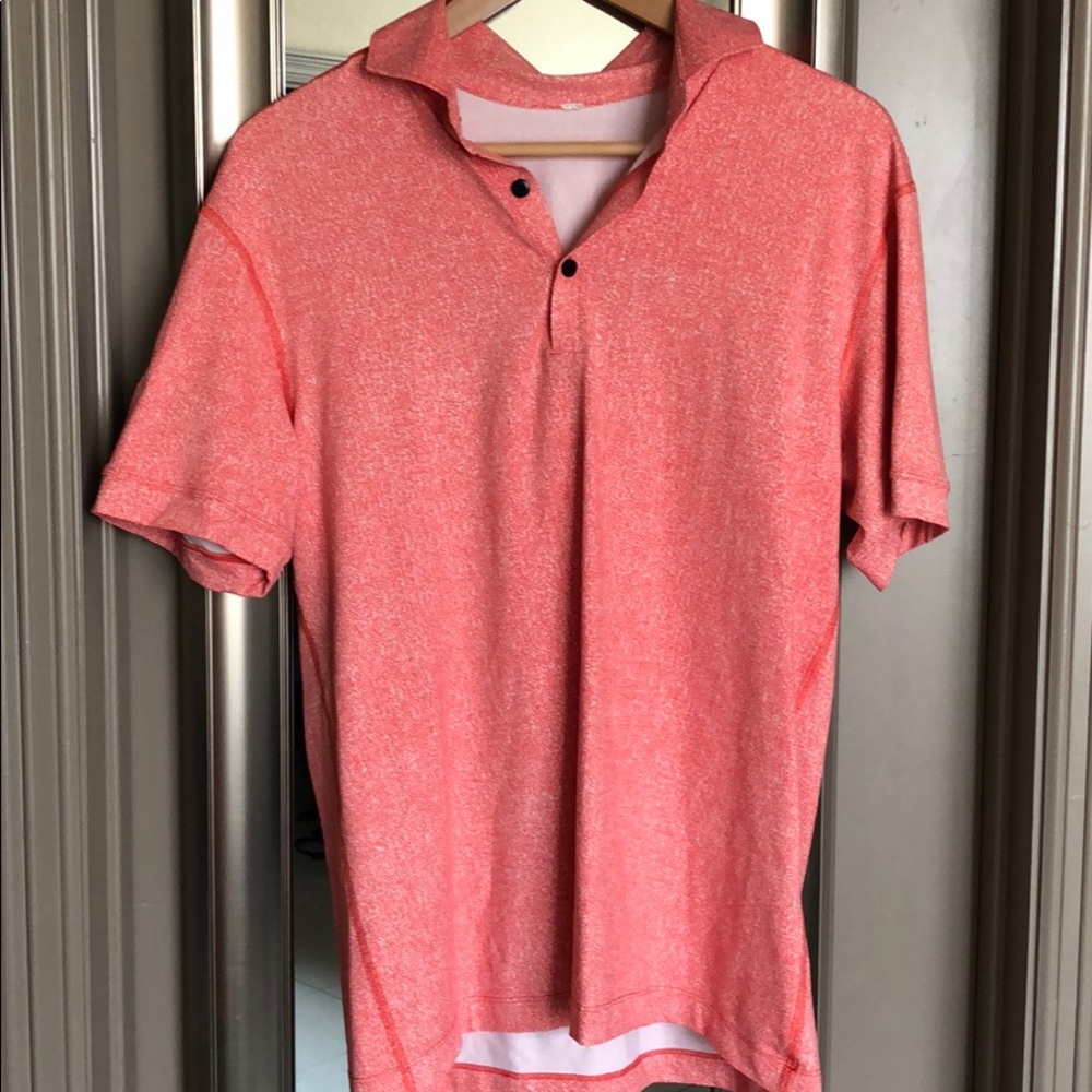 Large red/orange lulu lemon men polo